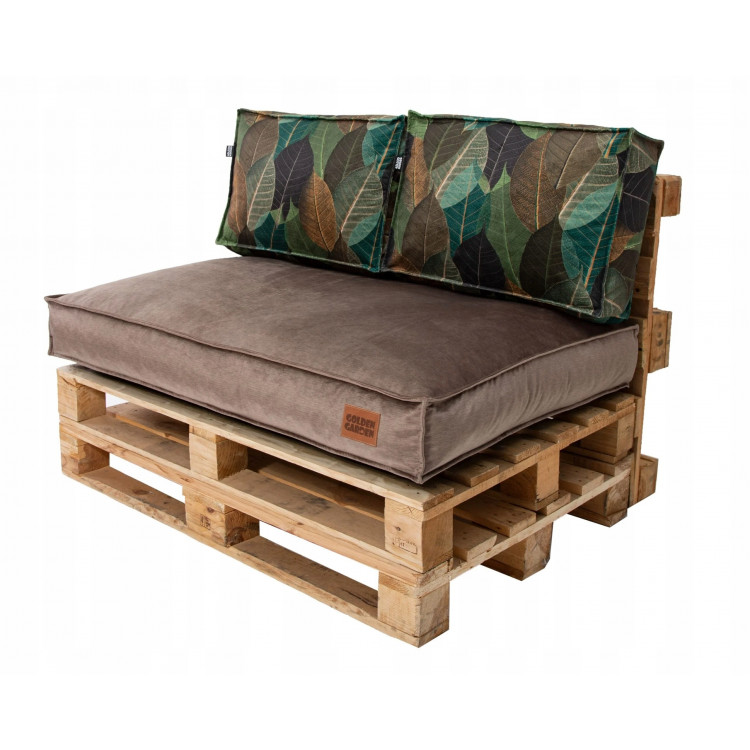 Paletové sedenie Golden Garden GG58 - podsedák a vankúš 120cm x 80cm x 15cm penový granulát capuccino vzor kvety